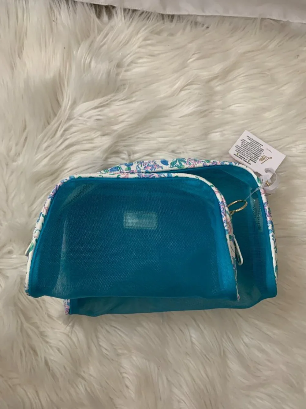LILLY PULITZER Travel Mesh Pouch Set in Blue/White Multi